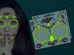 Glow-in-the-dark: Día de los Muertos face tattoo - Kromebody
