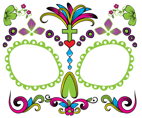 Glow-in-the-dark: Día de los Muertos face tattoo - Kromebody