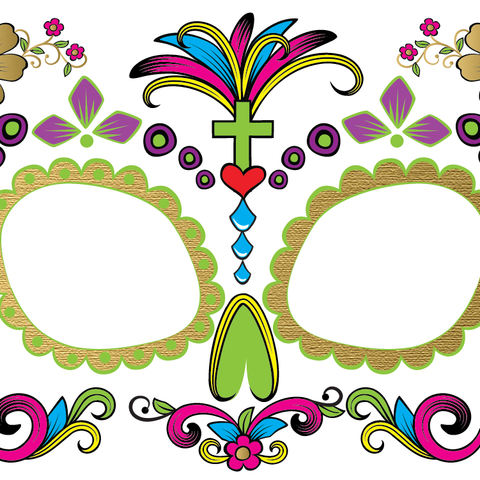 Glow-in-the-dark: Día de los Muertos face tattoo (Gold) - Kromebody