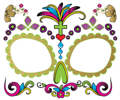 Glow-in-the-dark: Día de los Muertos face tattoo (Gold) - Kromebody